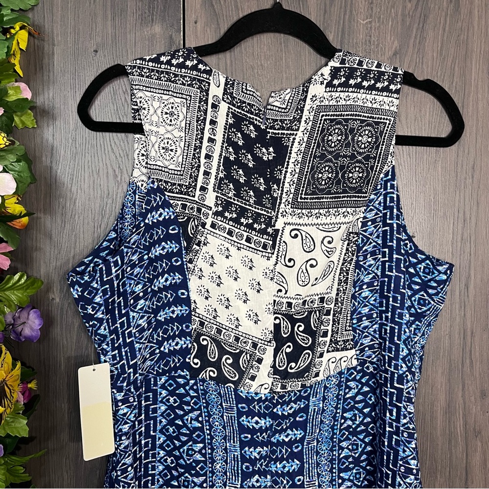 ~💙2/$40💙NWT C'Isa Sleeveless Paisley Patchwork Printed Romper Size Large - Picture 11 of 16
